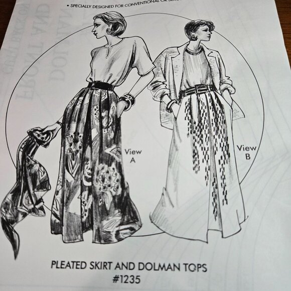 Great Copy Patterns 1235 sewing patterns Pleated Skirt, Dolman Tops UNCUT XS-XL - Picture 2 of 8